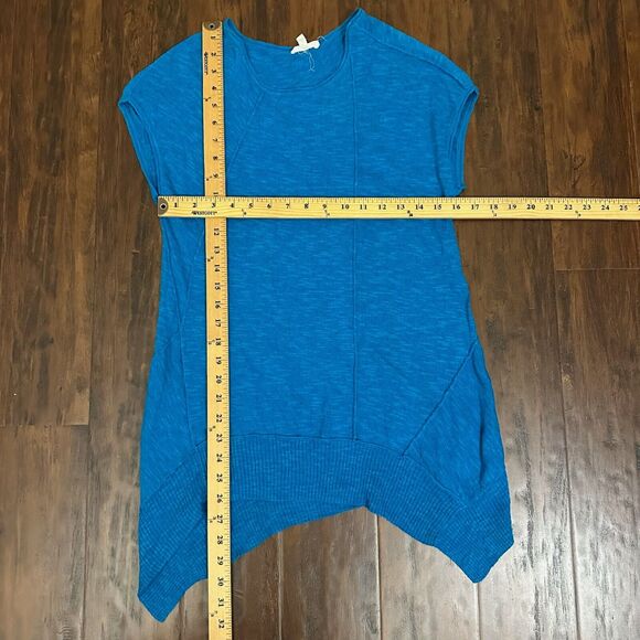 EILEEN FISHER Knit Top Turquoise Sleeveless Linen-Blend Asymmetrical - Picture 8 of 8
